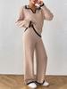 Women S Two Piece Set Polo Neck Long Sleeve Sweater And Wide Leg Pants