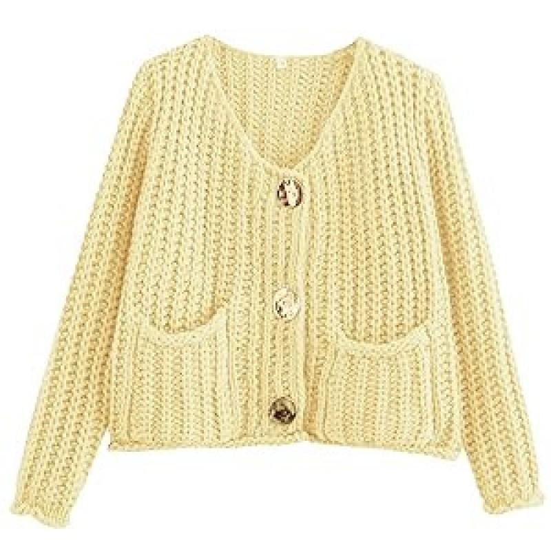24 Womens Fall Winter Street Fashion Crewneck Knit Cardigan Short Sweater With Metal Buttons