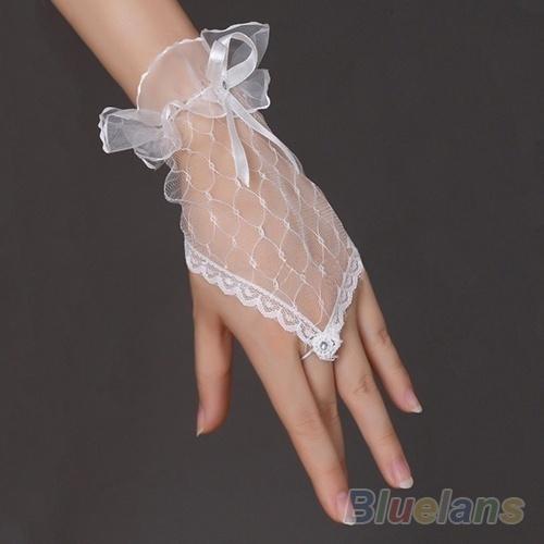 1Pair Sexy Lace Wrist Fingerless Wedding Evening Party Bridal Short Gloves Dress