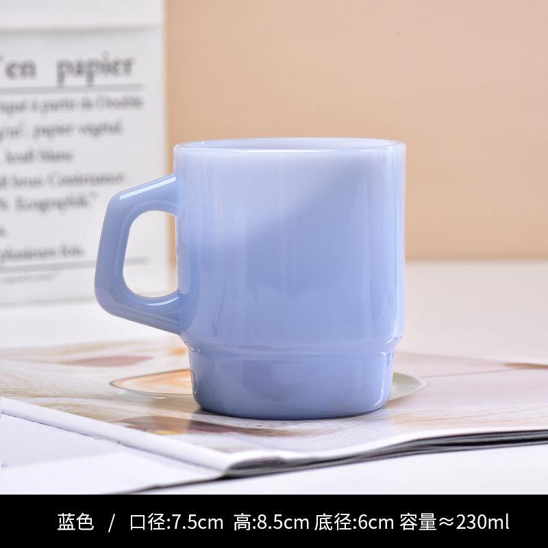 

Colorful Glass Jade Cup with Handle Glass Mug Cup 230ml 8oz Heat Resistant White Pink Green Blue Skin Coffee Mug Tea Juice Water 301-400ml синій