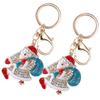 2Pcs Keychain Pendant DiamondStudded Cartoon Santa Claus Metal Key Ring Car Decoration