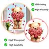 Cartoon Cute Teddy Bear with Roses and Hearts Static Cling Window Stickers No Glue for Bedroom Living Room Study Decor