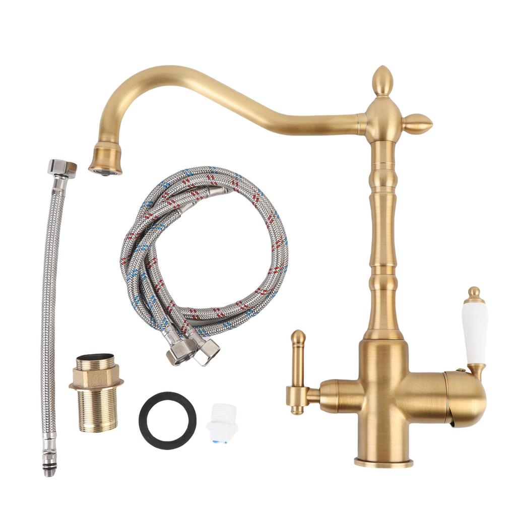 2 Handle Bathroom Faucet Bathroom Faucet Brass Rotatable 2 Handle Antique Sink Faucet Basin Mixer Tap for Lavatory Sink Vanity