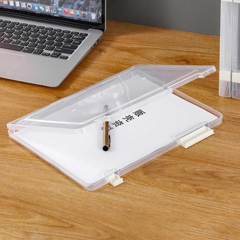 Portable A4 File Box Clear Document Storage for Case Portable Project for Case A4 Paper Organizer for Office Travel 12x9