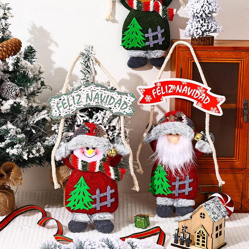 Christmas KT Board Fabric Hand-raising Doll Pendant Santa Claus Scene Layout Alphabet Tree Pendant