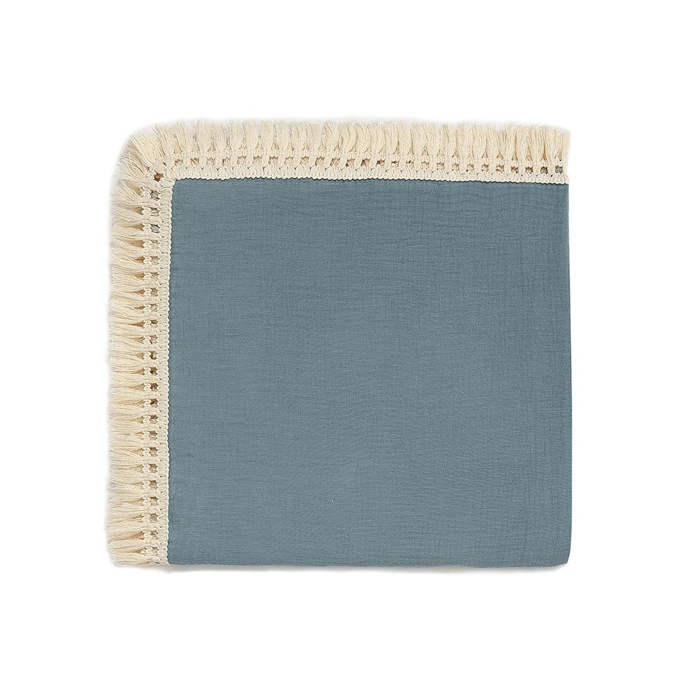 Muslin Gauze Baby Swaddle Blanket With Tassel Fringe Soft Breathable Newborn Receiving Wrap Infant Bath Towel Stroller Cover Baby Bedding Accessories