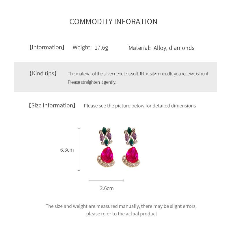 Inlaid Rhinestone Water Droplet Pendant Earring for Women Exaggerated Exquisite Retro Drop Earrings Fashion Versatile Zircon