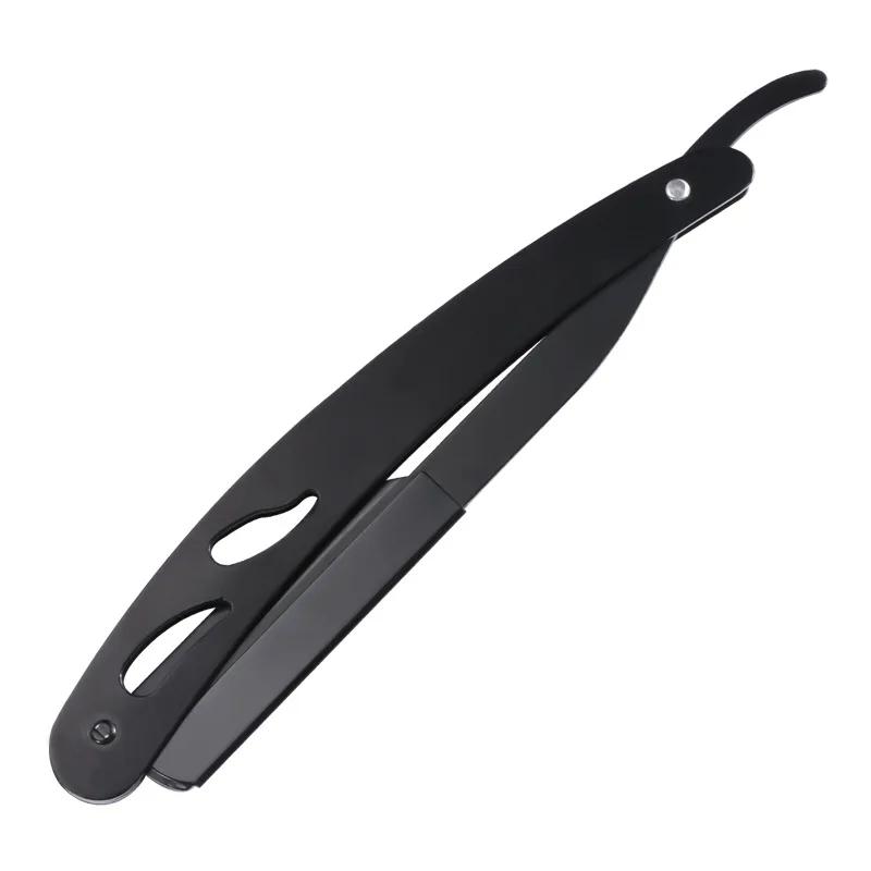 Men Shaving Barber Tools Facial Hair Razor And Blades Antique Sliver Folding Shaving Knife Stainless Steel Straight Razor Holder