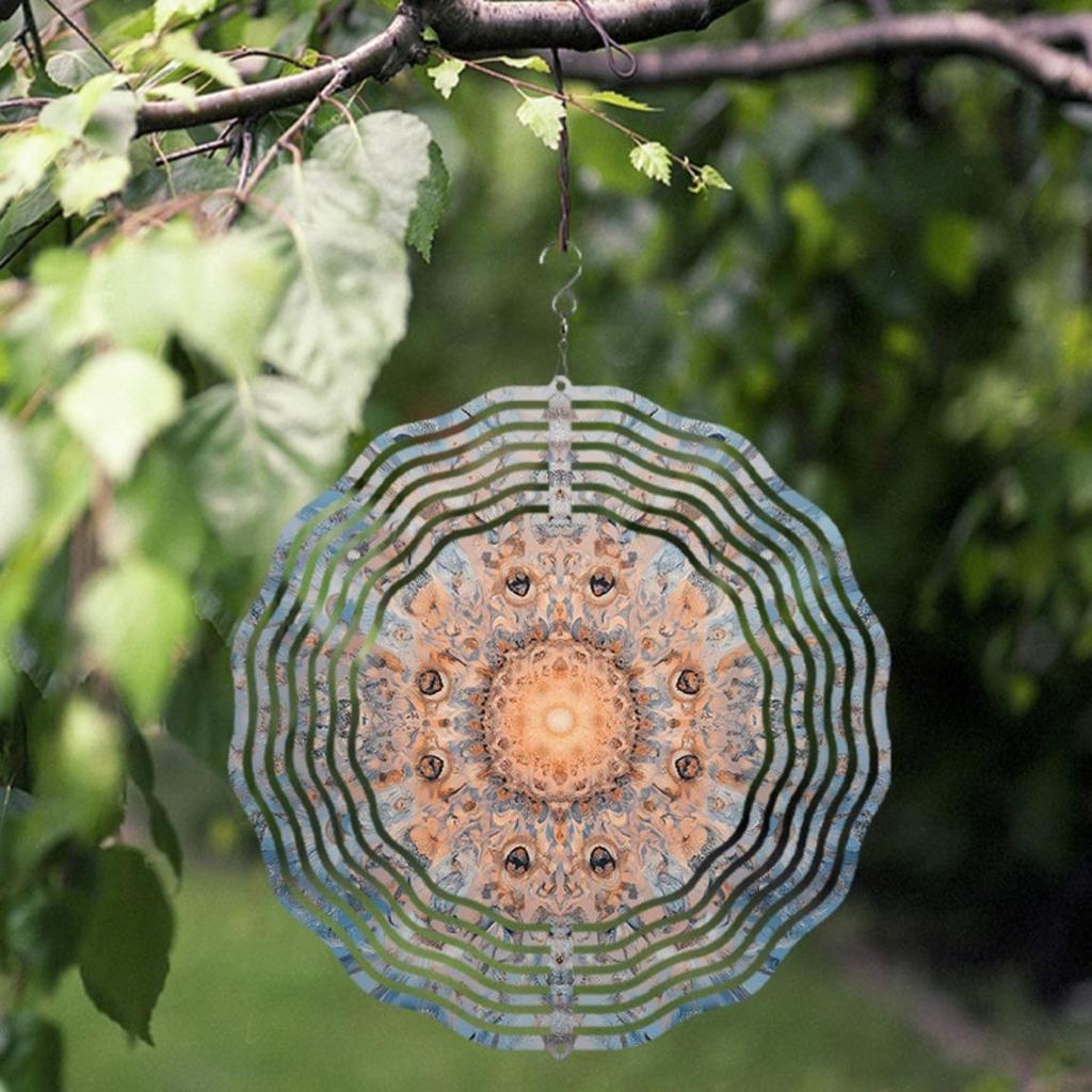 Bohemian Wind Spinner 10 Inch Metal Hanging Decor for Garden Balcony Outdoor 360 Degree Swivel Hook All Season Gift Idea