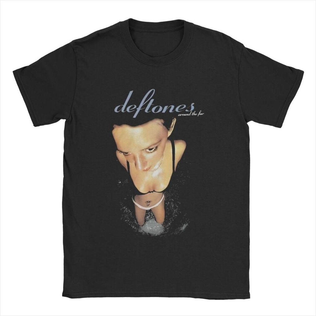 Deftones White Logo T-Shirts for Men Harajuku Gothic Japanese Vintage Cotton Tee Round Neck Short Sleeve Soft Oversized T Shirt