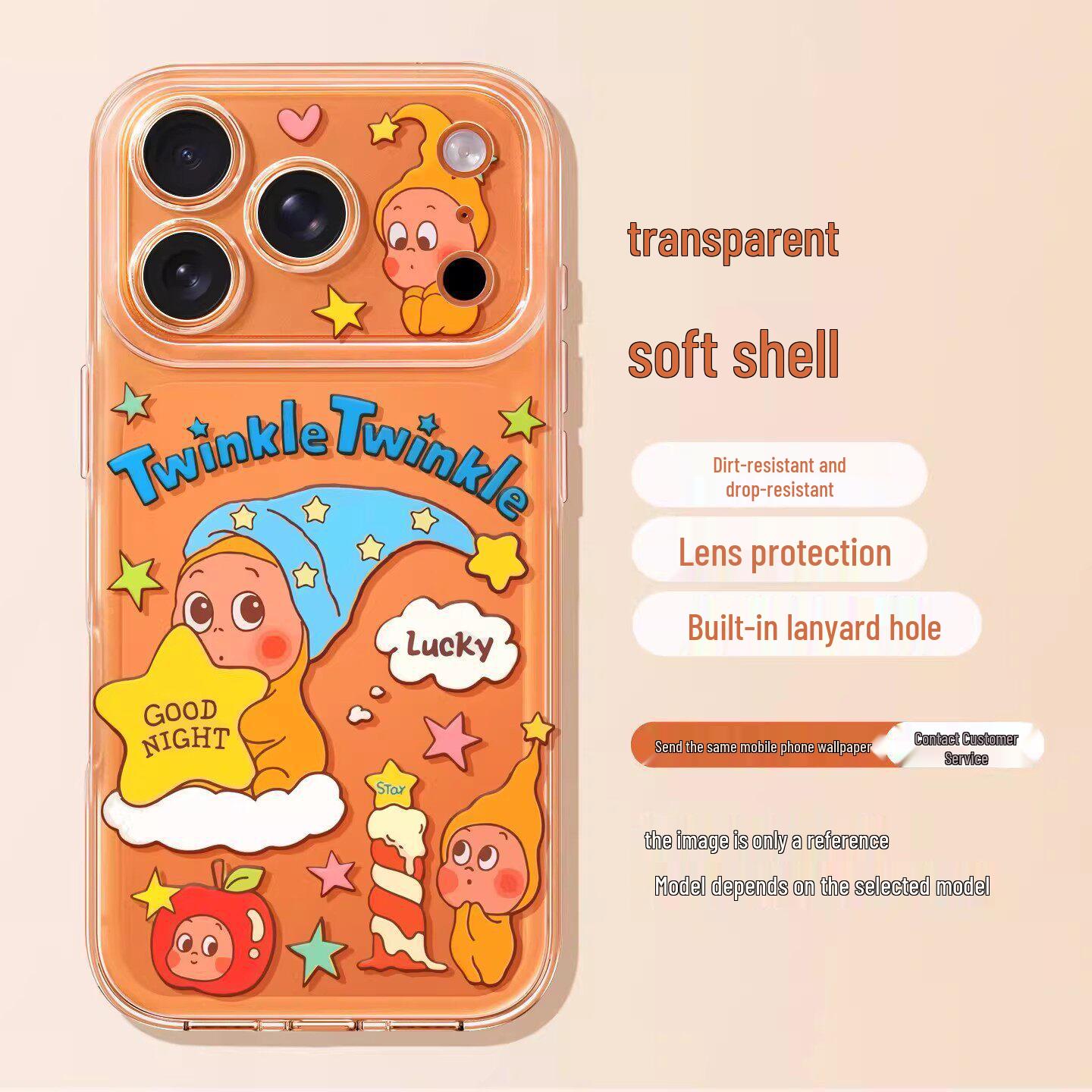 

Cute Cartoon Doll Phone Case for iPhone 12-17 (Transparent, 13-16 Pro Max Models) iPhone 12