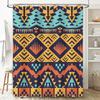 Modern Geometric Bathroom Decor Shower Curtain Set with Orange Blue Yellow Design Waterproof Fabric for Bathrooms Kitchen Backdr