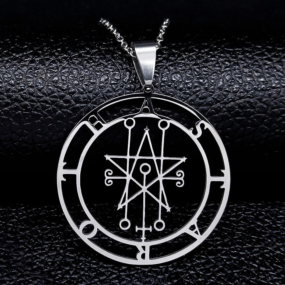 Astaroth Sigil Goetia Stainless Steel Necklace Solomon Demon Seal Satan Sigil satanique patch PIN Jewelry collier femme N7156S03
