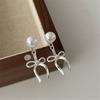 Elegant Pearl Bow Pendant Earrings 2024 Ear Jewelry for Women Exquisite Drop Earrings Ear Studs Ornament Jewelry Gift