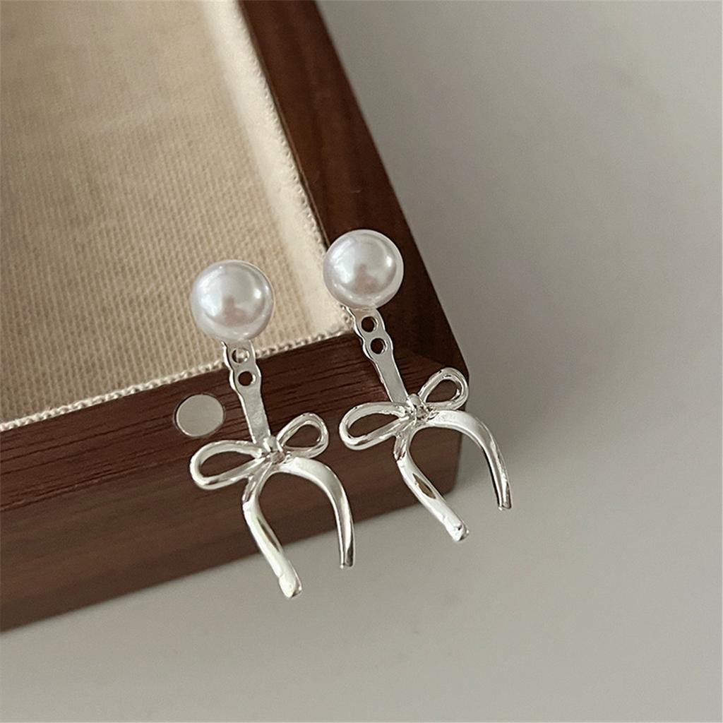 Elegant Pearl Bow Pendant Earrings 2024 Ear Jewelry for Women Exquisite Drop Earrings Ear Studs Ornament Jewelry Gift