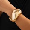 Exaggerated Punk Irregular Wide Cuff Chunky Bangle Vintage Gold Color Spring Bangles Bracelets For Women Men Jewelry
