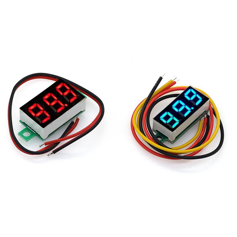 Javino DC 0-100V LED Digital Voltmeter 0.28" 0.36" Red Green Blue Voltage Detector for Car 12V Mobile Power