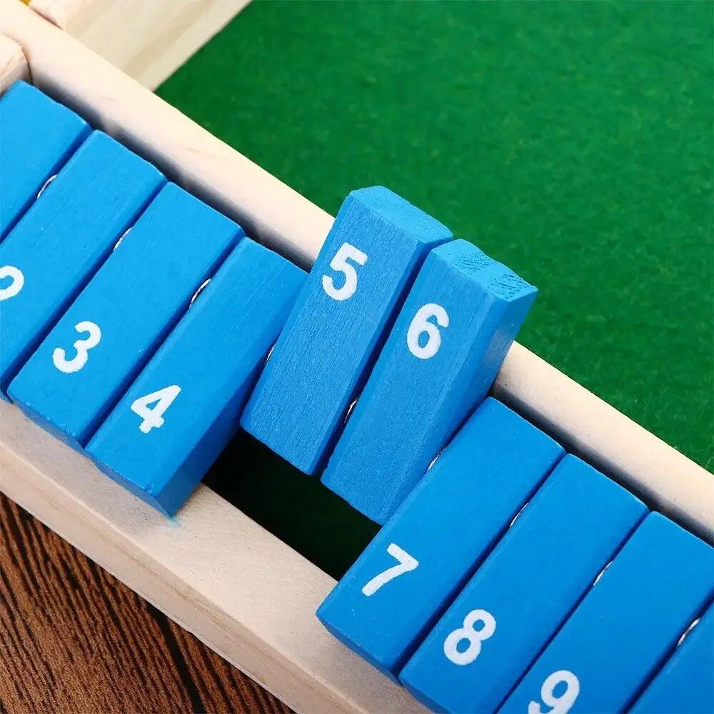 4 Player Wooden Shut The Box Dice Games Classics Close The Box Game for Adults Kids Family Classroom Home Party or Pub