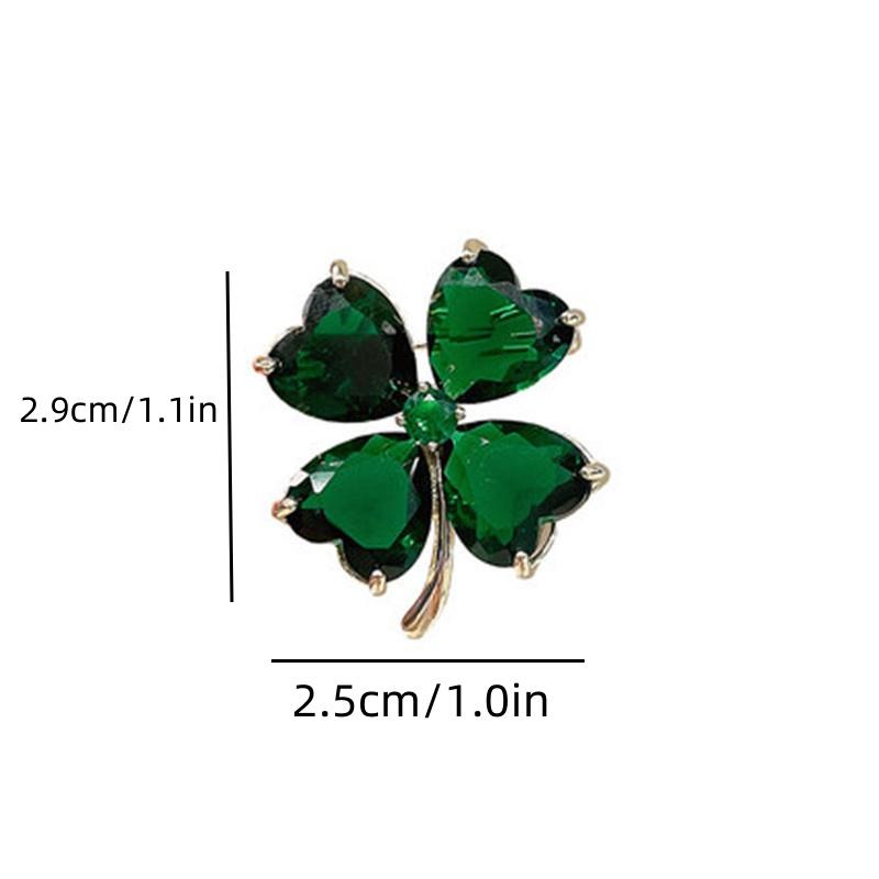 Lucky Grass To Prevent Walking Brooch Four-leaf Clover Vintage Emerald Color Brooch Female Wedding Suit Jewelry Accessories