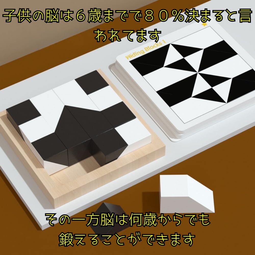 S&F Black and White Building Block Puzzle, 80 Questions, 5 Difficulty Levels, Educational Toy, Brain Training