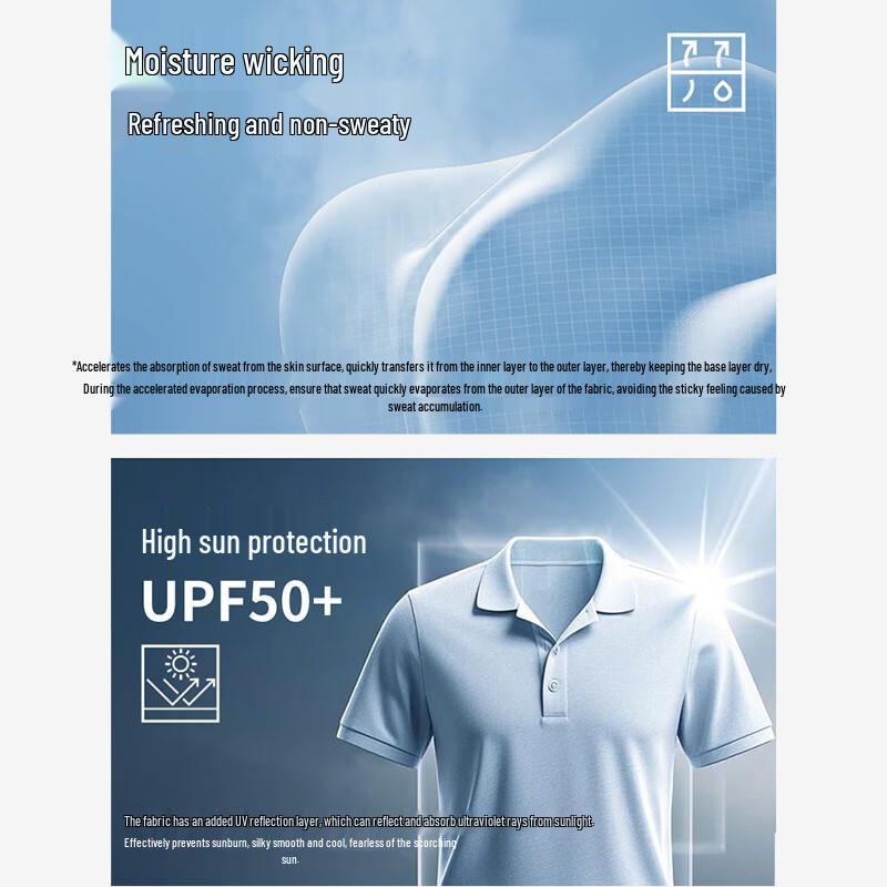 NAVIGARE Men's Quick-Dry Sun Protection Short Sleeve Polo Shirt