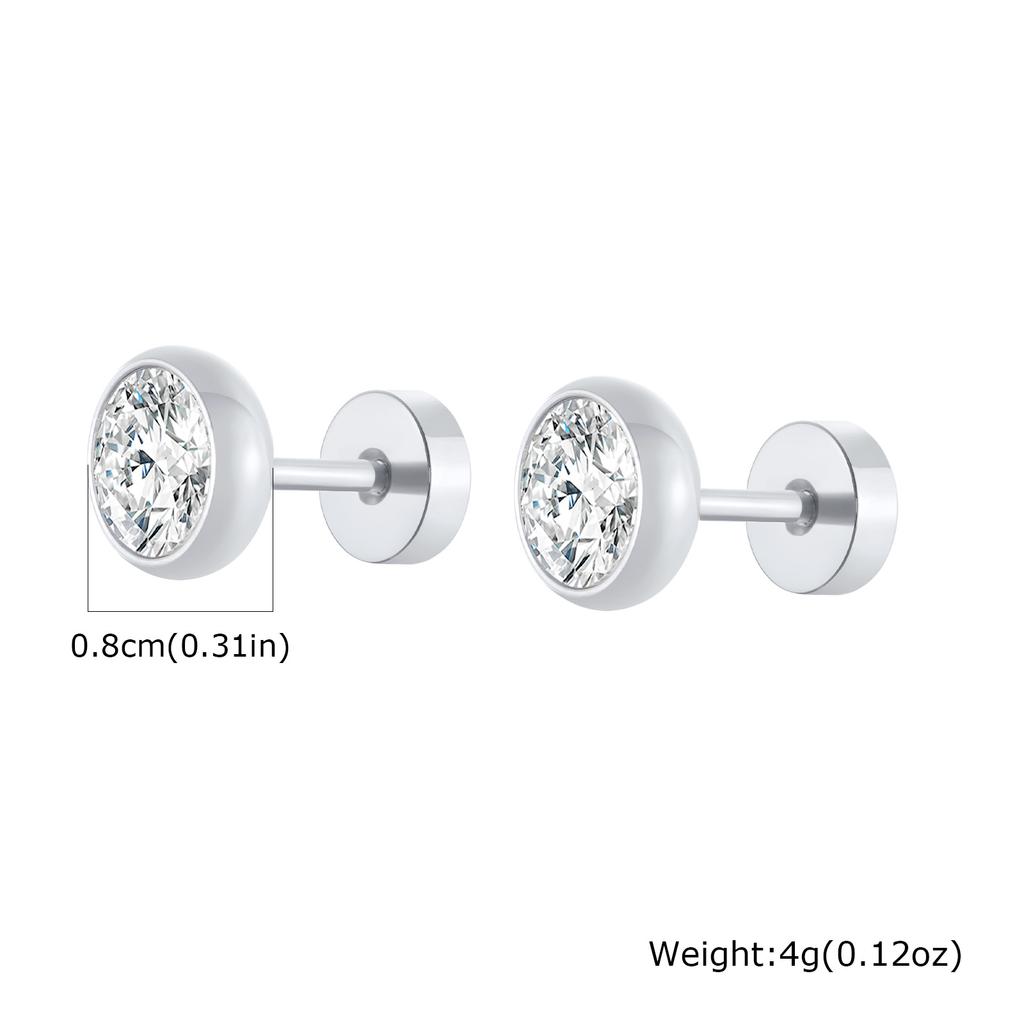 Simple Circle Round Stud Earrings for Men Boys, Metal Zircon Small Earrings, Unisex Daily Jewelry Accessory