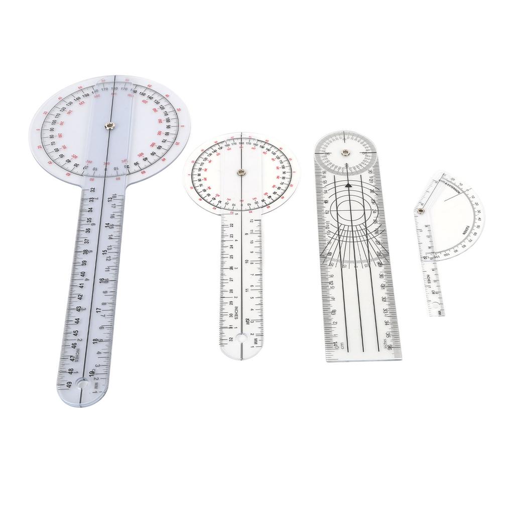 4pcs Medical Goniometer Set Rotate Transparent Orthopedic Angle Measurement Ruler for Family