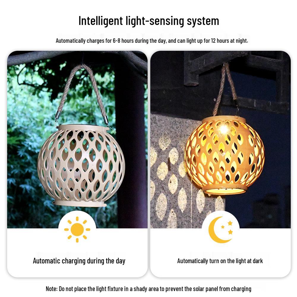 Outdoor Rainproof Solar Hanging Zen Lantern: Atmospheric Pendant Light for Trees and Courtyards