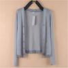 Female Spring and Summer Solid Color Thin Simple Knit Sweater Long Sleeve Oversized Button Sun Protection Outerwear