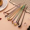 6Pcs Reusable Stainless Steel Spoon Straws, Long Handle Drinking Spoon Straws for Ice Cream Sundaes, Coffee, Cold Drink, Iced Tea