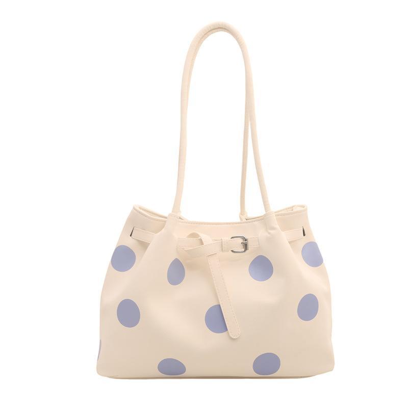 Polka Dot Shoulder Tote Bag Large Capacity Buckle Design For Daily Commuting Shopping