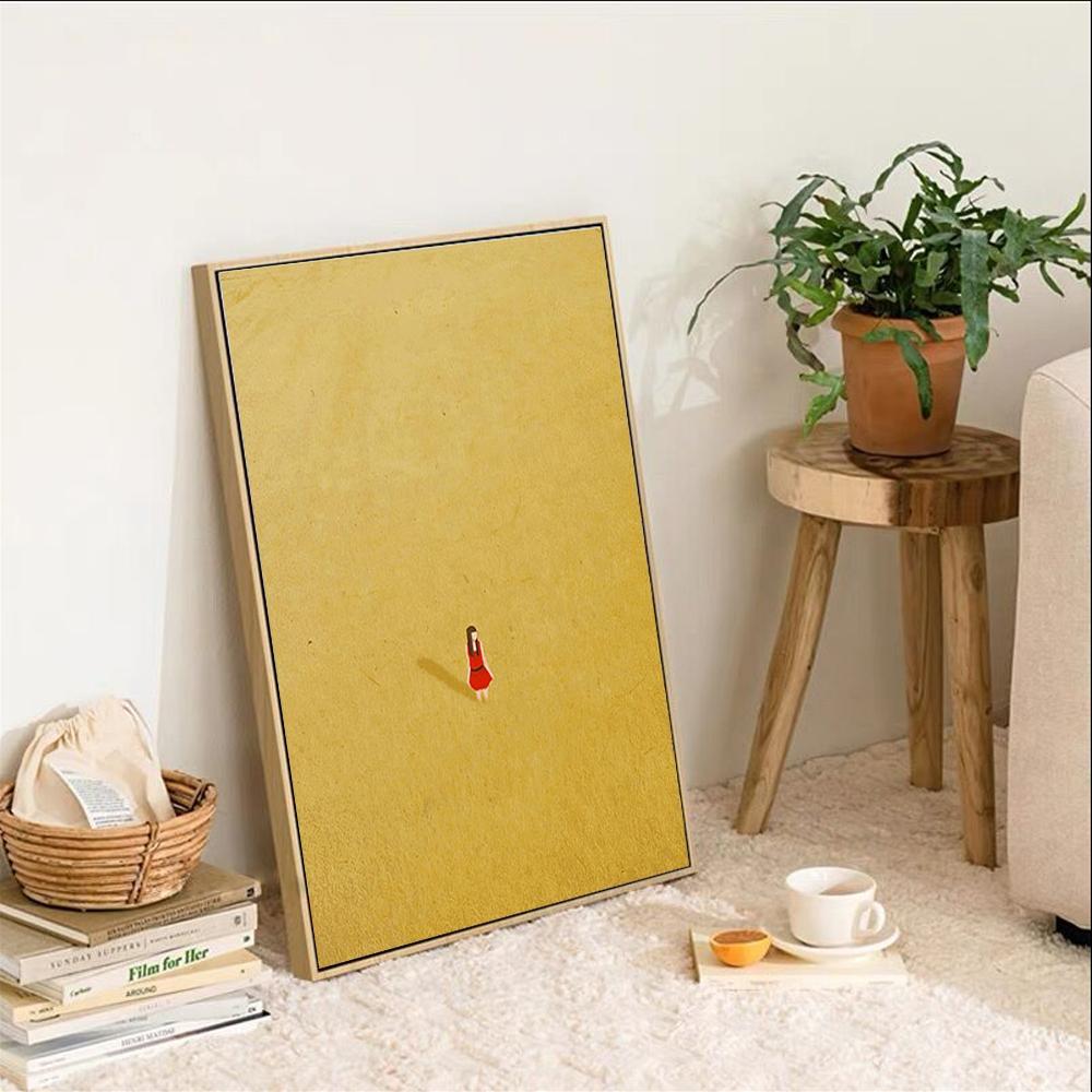 Abstract Creative Alone Girl Wall Art Poster Prints Minimalist Colorful Style Canvas Painting Picture for Living Room Home De