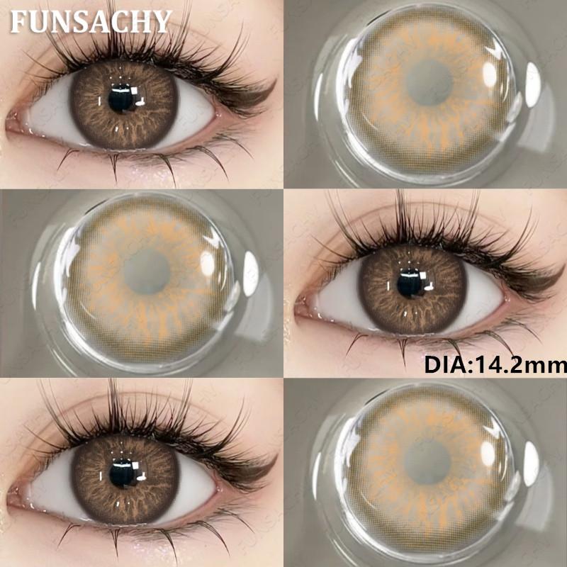 FUNSACHY Nové Módní Kontaktní Čočky 14.2mm Barevné Oční Kontaktní Čočky Modré Přírodní Čočky Šedé Zorničky Oční Make-up Kosmetika Roční