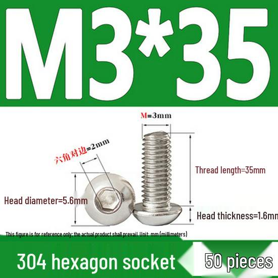 ISO7380 Stainless Steel Hex Drive Dome Head Screws - M2 to M16
