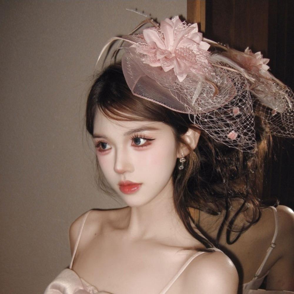 Sweet Feathers Fascinator Hat Flower Funeral Headdress Fashion Veil Hat Headwear Lady/Bride