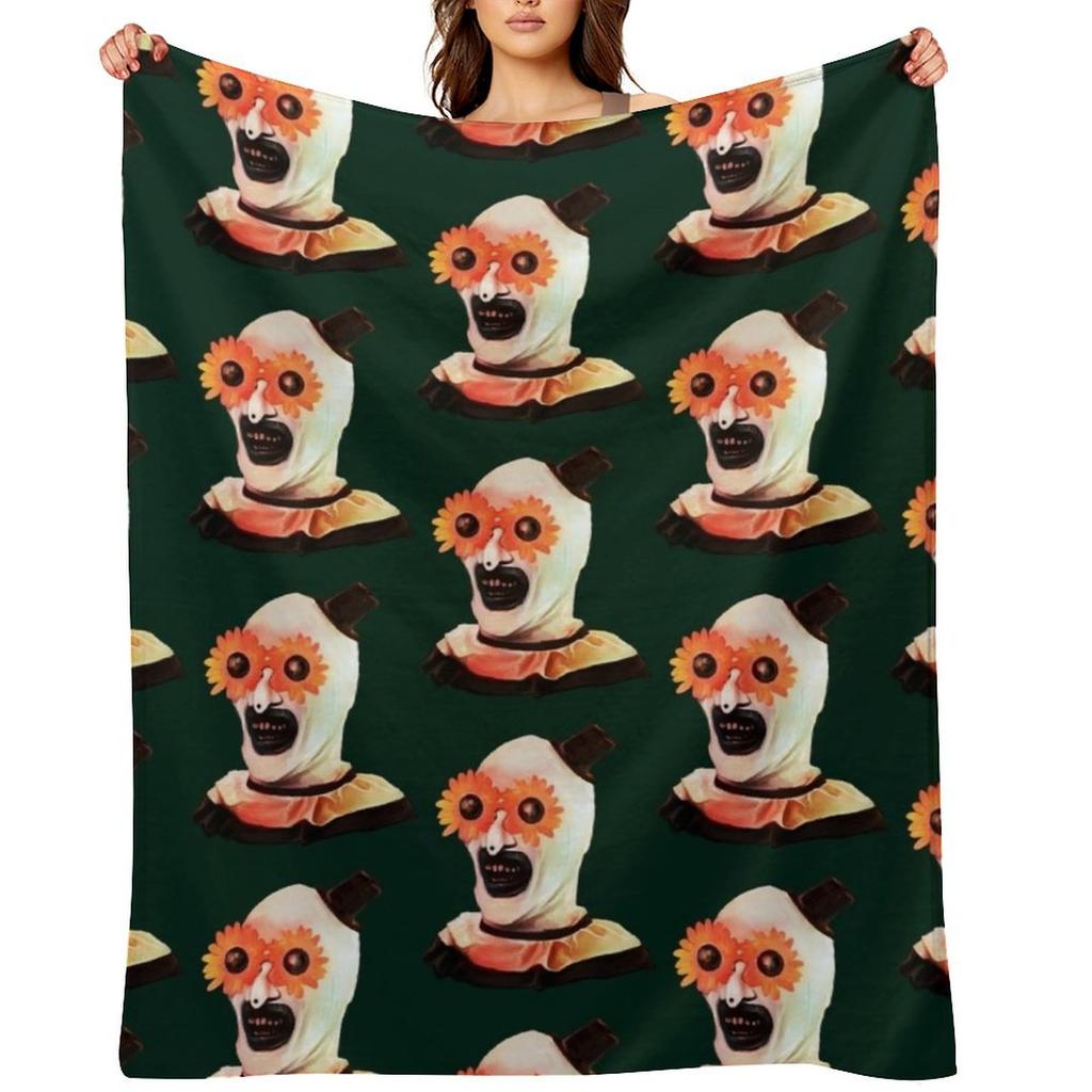 Art the Clown the creepy withe flower glasses Throw Blanket Thermal Luxury bed plaid warm winter Blankets