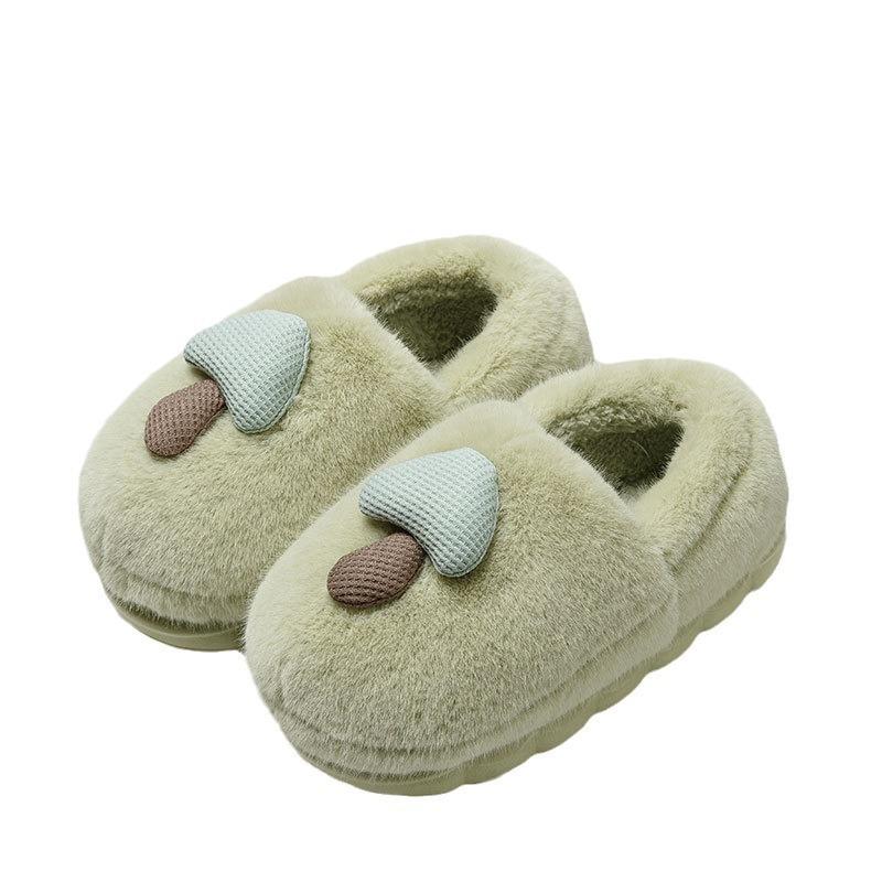 Cartoon Mushroom Cotton Slippers Bag Heel Women's New Autumn and Winter Indoor Home Thick-soled Warm Plush Confinement Shoes