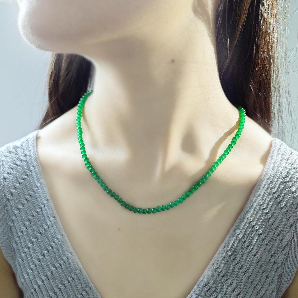 Emerald Pearl Multi-layer Necklace - Retro Chinese Style Beaded Clavicle Chain for Women
