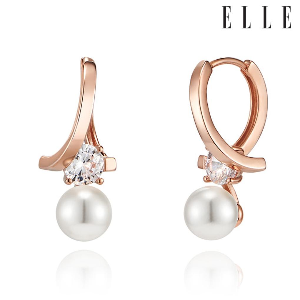 14K Wave Pearl One-Touch Earrings (Gold Pin) ELGPEE430