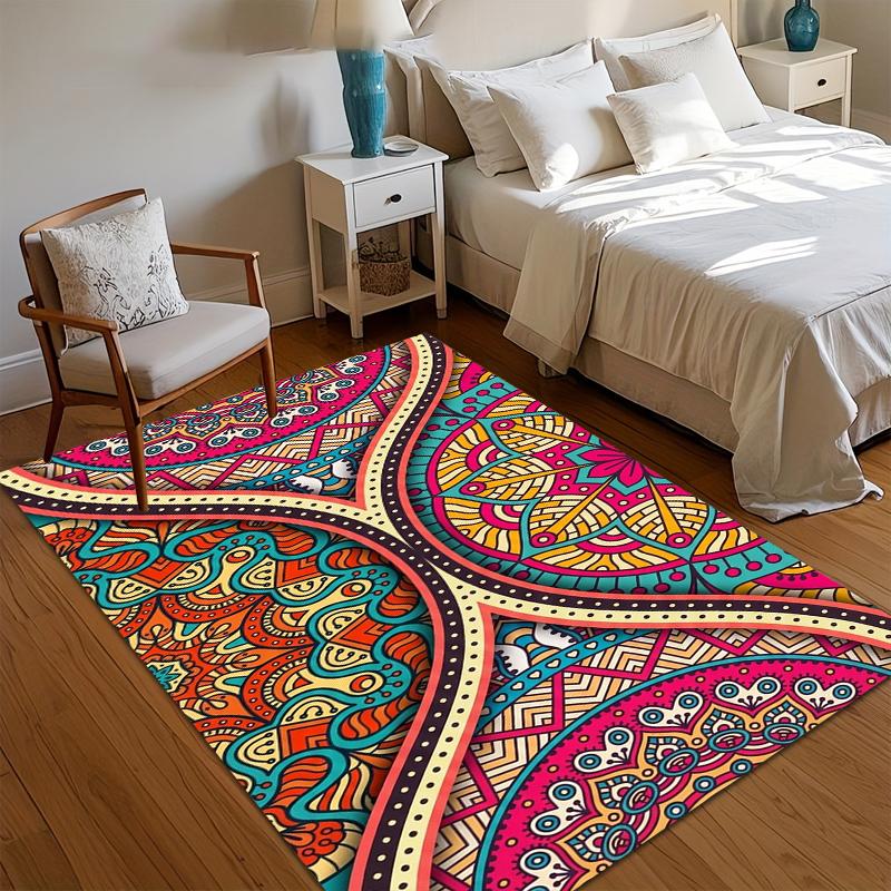 

Area Rugs Washable Bohemian Rugs for Balcony Living Room Dining Room Kitchen Bedroom Large Non-Slip Carpet Vintage Floral Mat 40x60CM