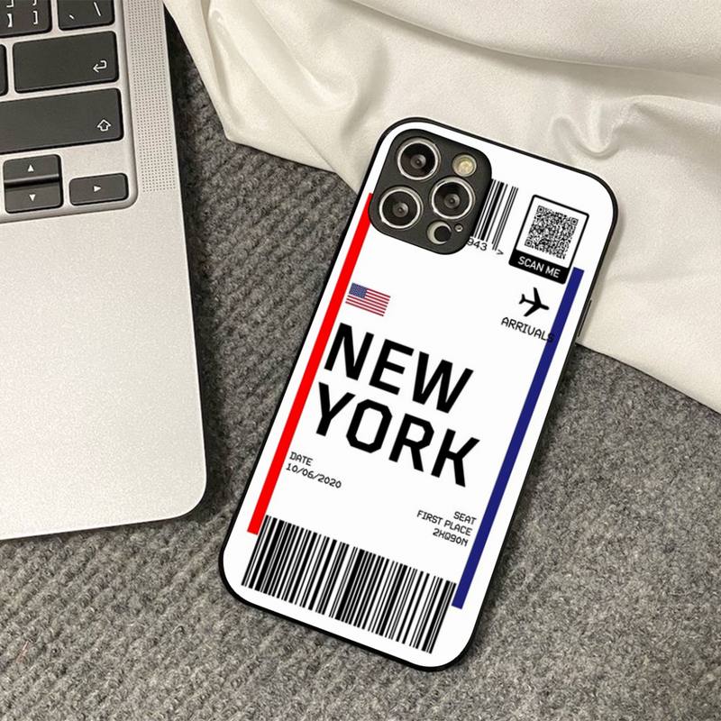 INS Light Ticket Airplane Phone Case for iPhone 11 12 13 mini pro XS MAX 8 7 6 6S Plus X 5S SE 2020 XR cover