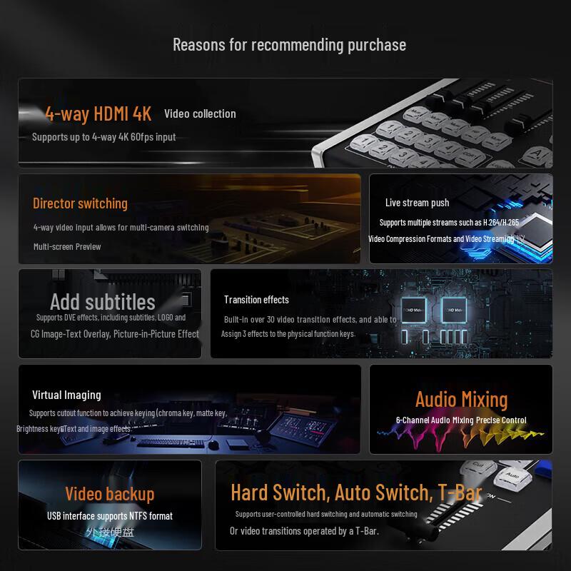 TCHD-840 Pro 4K Portable Live Production Switcher