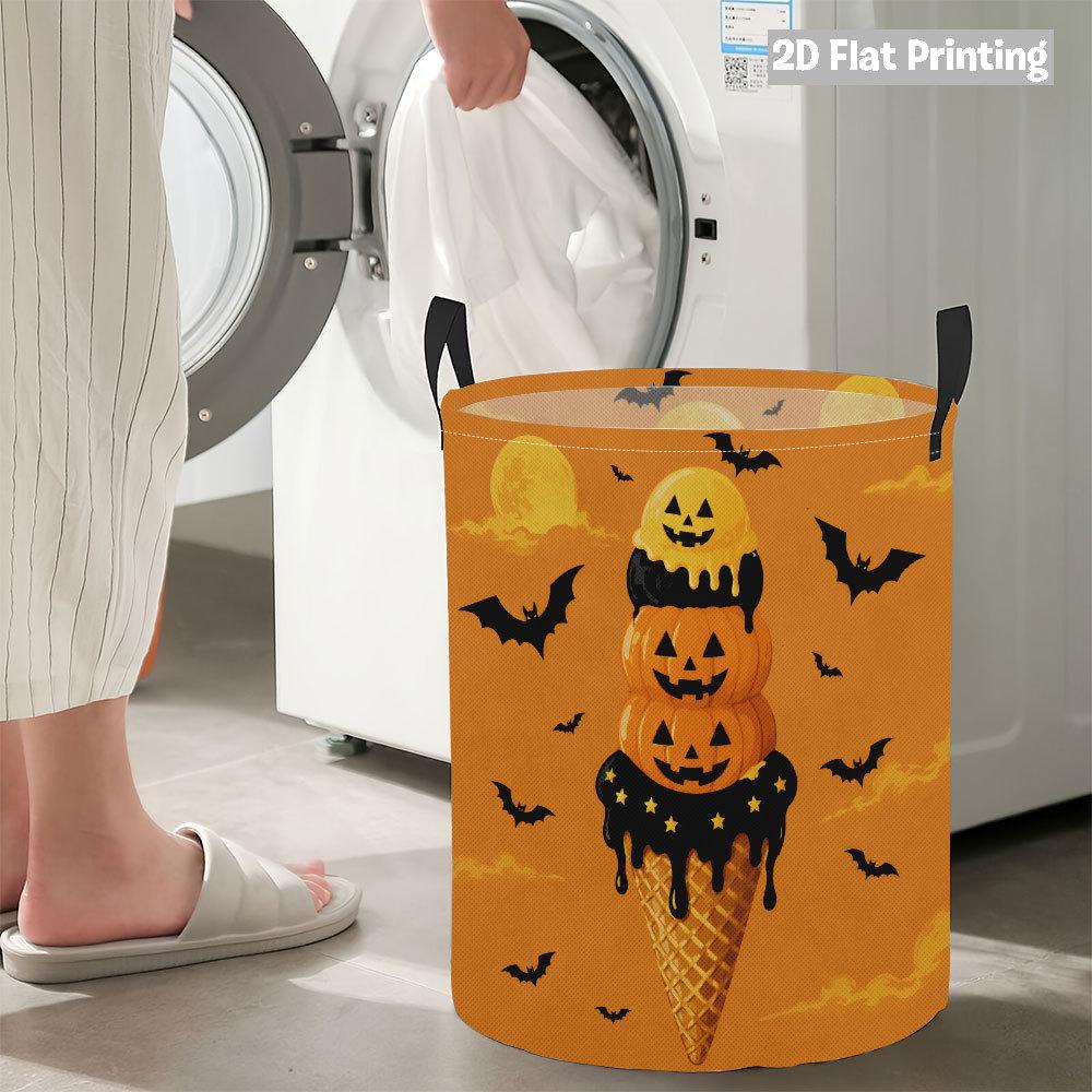 Collapsible Laundry Basket Large Round Waterproof Fabric Hamper Dirty Clothes Storage Bin Toy Organizer with Handles