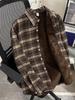 Camisa Xadrez Masculina Forrada com Lã - Jaqueta Casual Retrô de Manga Comprida para Outono/Inverno