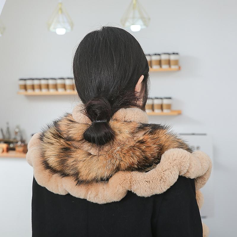 New Women Winter Real Rex Rabbit Fur Scarf Shawl Warm Soft Silver Fox Fur Scarves Female Fashion 100% Real Rex Rabbit Fur Poncho