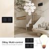 BSEED 1/2/3Gang Mechanical Light Switches 2way For Stairs Corridors with EU Power Sockets USB Type-c Ports Glass Panel Black
