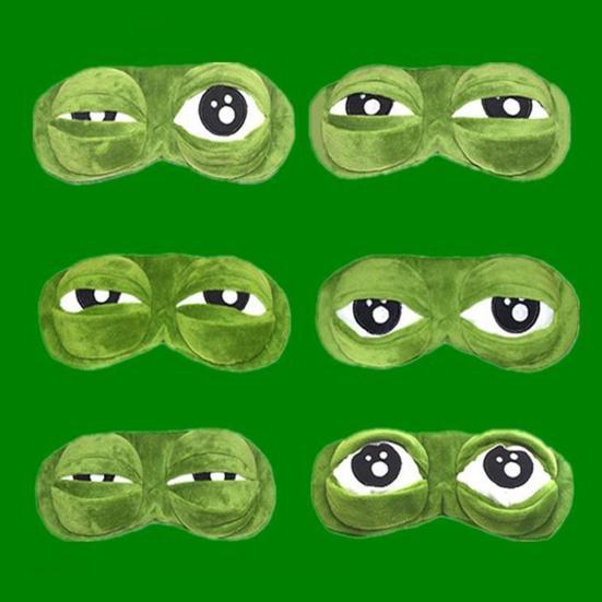Funny Sad Frog Eye Mask Soft Plush Frog Blindfold Light-Blocking Breathable Sleep Mask for Travel Office Home Novelty