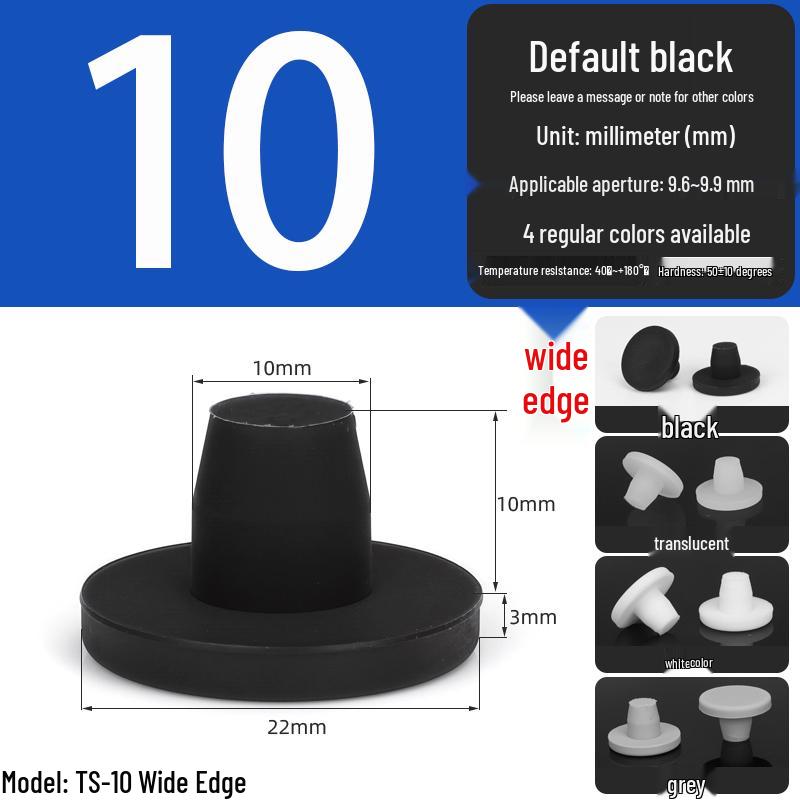 Black High-Temperature Resistant T-Shaped Silicone Stopper - Round Hole Rubber Gasket & Shock-Absorbing Blind Plug