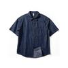 Men's Denim Shirt, Short-Sleeved, Loose Fit, Thin Style, Summer Cool Trendy Retro Five-Quarter Sleeve Pure Cotton Breathable Work Shirt