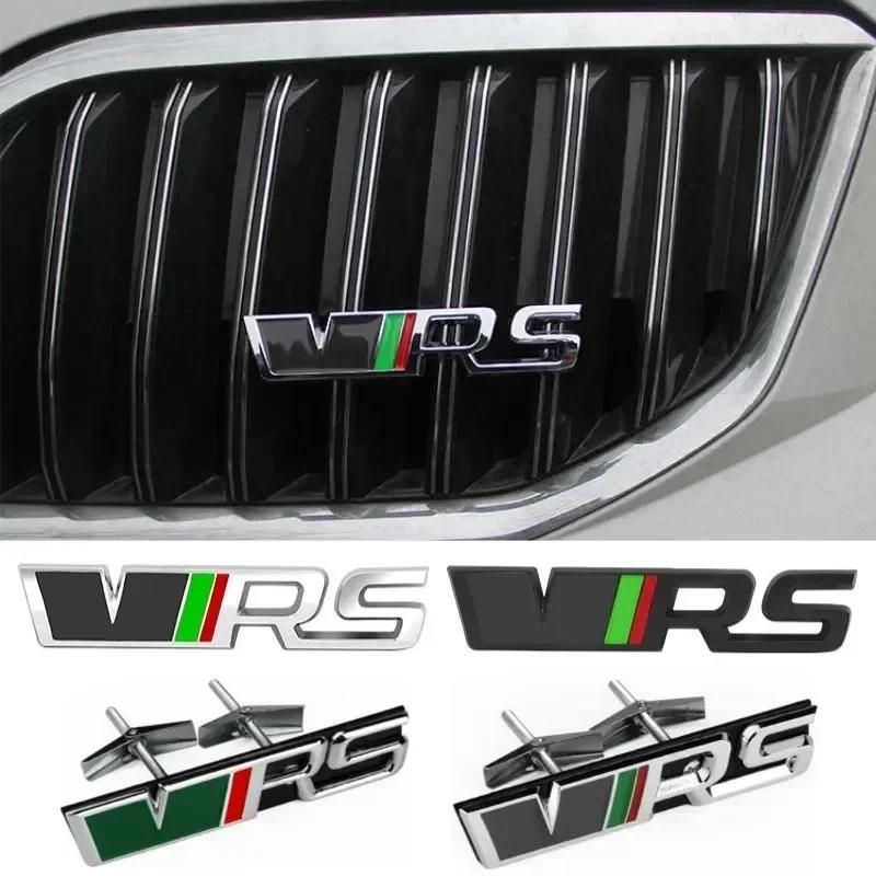 msdf2 For Skoda Rapid Kodiaq Yeti Karoq VRS 2 A7 Tour RS Octavia Fabia Superb Alloy Emblem Car Front Grille Badge Stickers Accessories